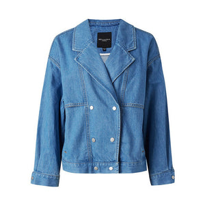 Jean Jacket for Women Turn-down Collar  Loose Blue Fashionable Women Coats Female Outwear Denim Feminine Casual Sty