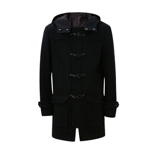 Hoodeies New Winter Men Wool Coat Medium-Long Overcoat Classical Horn Buckle Coat Youth