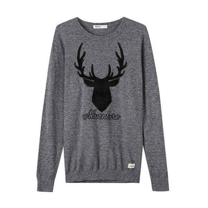 New Brand Wool Sweater Men Deer Print Autumn Fashion Long Sleeve Knitted Men Cotton Sweater High Quality Clothes