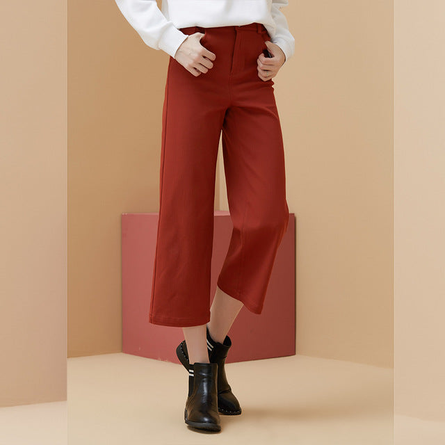 Wide Leg Mid Waist For Women Winter Long Trousers Woman Loose Pants High Quality Office Lady Pants Business Wear