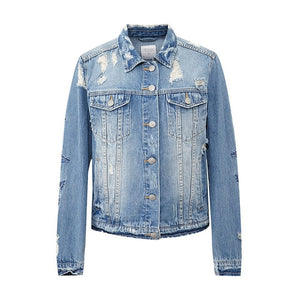 Jean Jacket for Women Turn-down Collar Loose Blue Fashionable Women Coats Female Outwear Denim Feminine Casual Sty