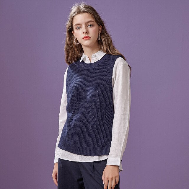 Sweater Vest for Women Female spring and autumn 2019 new retro simple Knit vest