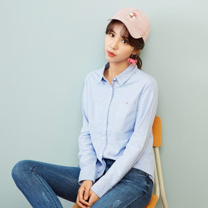 Long-Sleeve Shirt Women'S New Sweet Casual Slim Clothing Solid color small fresh square collar college shirt