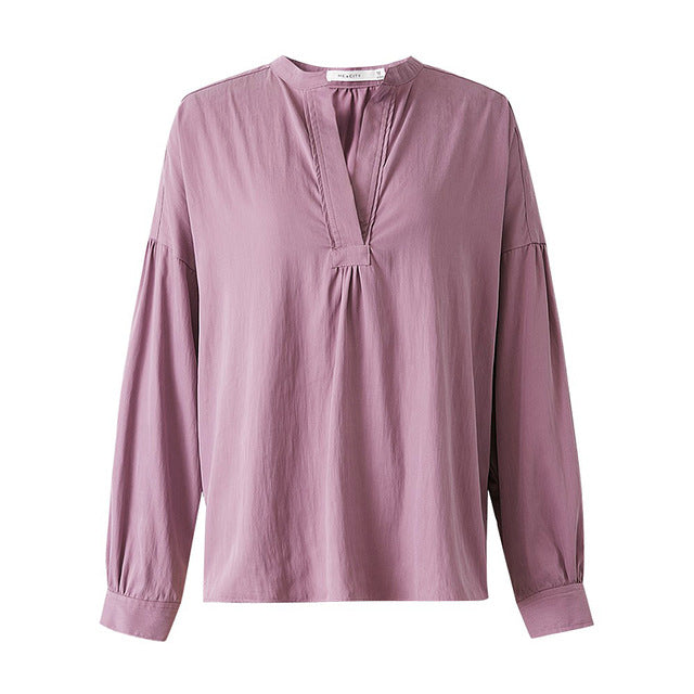 Spring New Women Blouses Fashion Sexy V-neck Pullover Long Sleeve Shirt office Blouse Casual elegant chiffon Base shirt