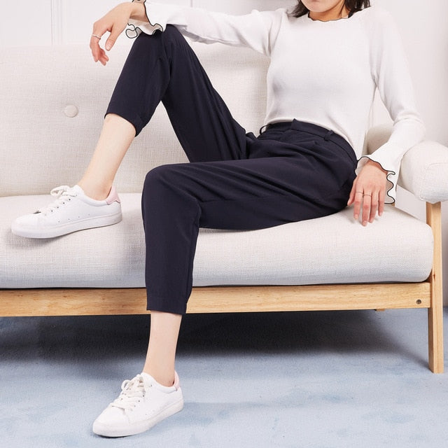 New Casual Pants For Women Trousers Woman High Quality Office Lady Pants Slim fit simple All-match Beam feet Pants