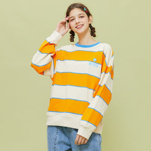 New Spring For Women tops Loose stripe Hit color pullover Fashion printing Female Leisure O-neck Sweatshirt