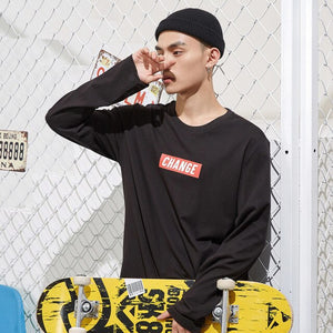 New spring Basic Long sleeve T-shirt Male High Quality Printing Fashion Men Skateboard pullover Sports T-shirt