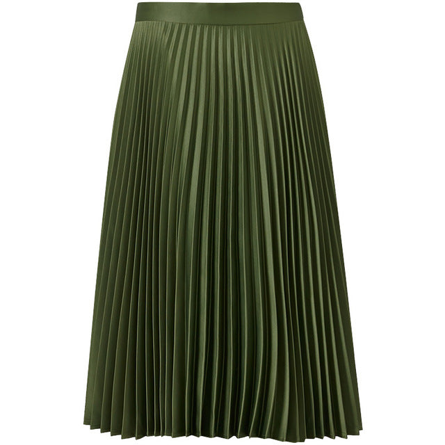 Me&city  women's chic skirt Early autumn new trend solid color mid-length pleated skirt