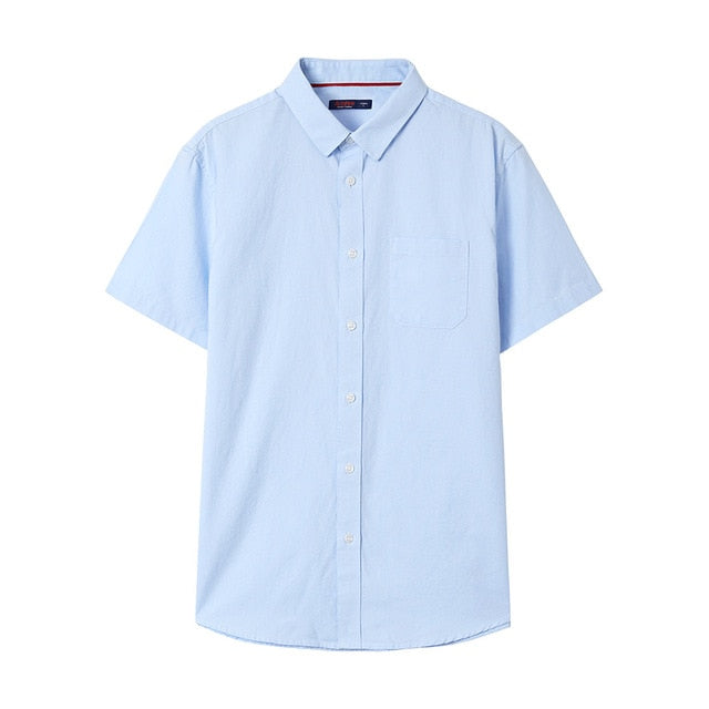 Men Short Sleeve Shirt for Male  New Trend Summer Solid Color Shirt Casual Oxford Cloth рубашка мужская