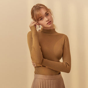 ME&CITY  Cashmere Chic Knitted Sweater Women Pullovers Autumn Winter Basic Women Sweaters Official Lady Fashion Slim Fit