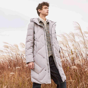 Long Down Winter Jackets Business Long Thick Winter Down Coat Men Solid Fashion Overcoat Outerwear Warm