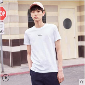 New Solid Color T Shirt Men's 100% Cotton T-shirts Summer Print Youth T-shirt Tops футболка мужская