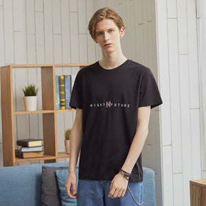 Men's Solid Color Cotton T-shirt 2020 New Summer  T-Shirt Short Sleeve letter Print O-Neck Men trend Leisure Tops