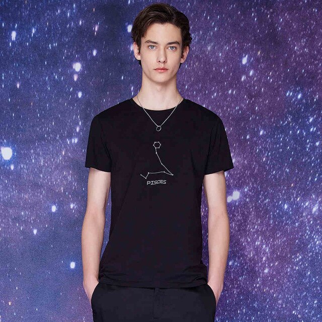 Couple's T-shirt for Men and Women Summer 12 Constellations T-Shirt Fashion Couple Models футболка мужская