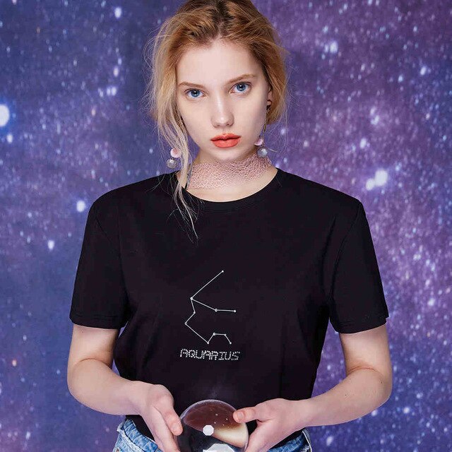 Couple's T-shirt for Men and Women Summer 12 Constellations T-Shirt Fashion Couple Models футболка мужская