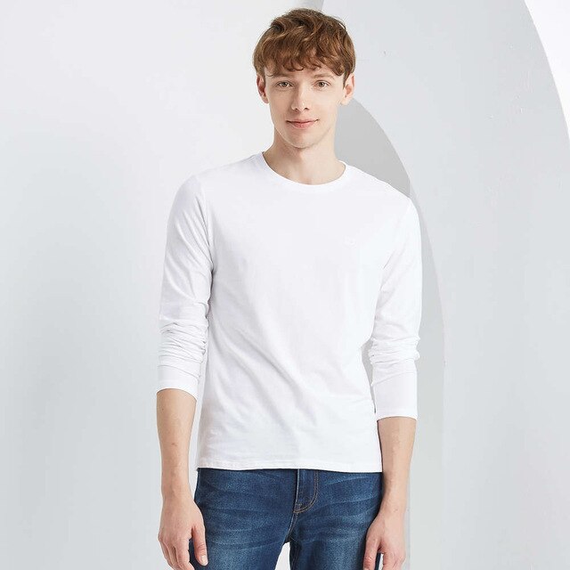 Autumn Men Long Sleeve T-Shirt Slim Korean Round Neck Student Youth Bottoming Shirt