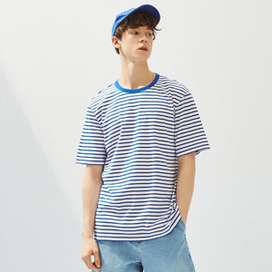 Striped T-shirt 2020 New Summer Male Striped Holiday Trend T-Shirt Simple trend Loose Casual Short Sleeve Tops