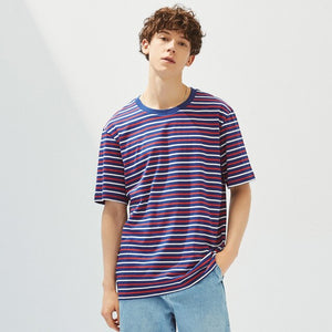 Striped T-shirt 2020 New Summer Male Striped Holiday Trend T-Shirt Simple trend Loose Casual Short Sleeve Tops