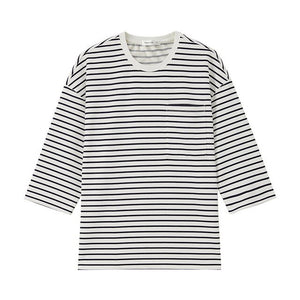 New stripe T-shirt for Male Summer Holiday Trend T-Shirt Simple Casual Mid-sleeved Tops