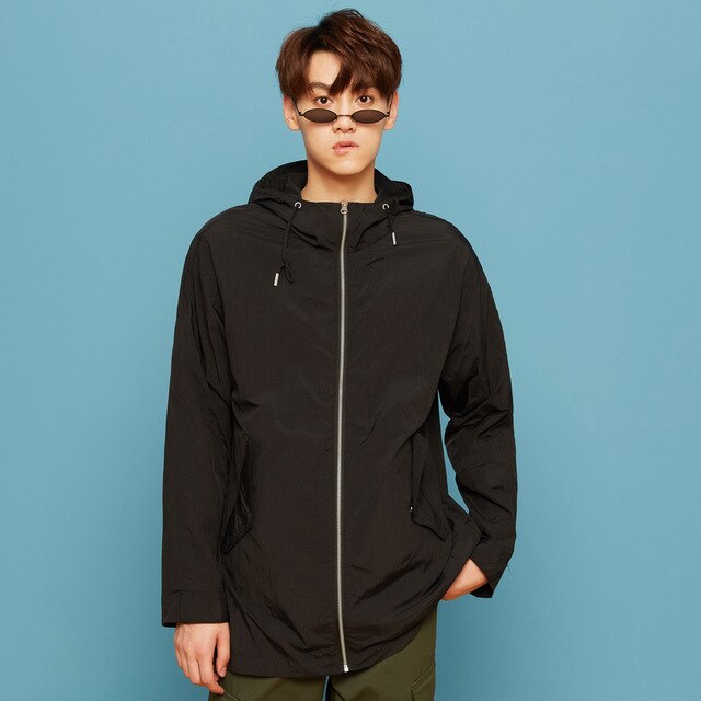 Men New  Spring Autumn Casual Jacket Coats Men Fashion Hooded Solid Elastic Windbreaker Pocket  Jacket