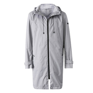 Men Spring Autumn Casual Long Jacket Trench Coats Men Fashion Hooded Solid Warm Windbreaker Pocket Straight Trench