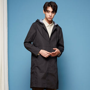 Men spring Casual Long Jacket Trench Coats Men Fashion Hooded Solid Warm Jacket Pocket Retro loose Jacket