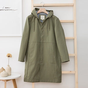 Men spring Casual Long Jacket Trench Coats Men Fashion Hooded Solid Warm Jacket Pocket Retro loose Jacket