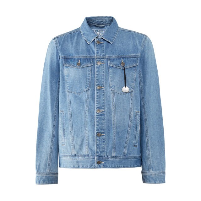 Denim Jackets Men Coat Blue Casual Teens Denim Jacket Cotton Turn-down Collar Long Sleeve Denim Bomber Jackets