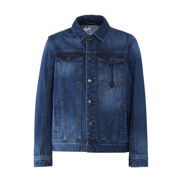 Denim Jackets Men Coat Blue Casual Teens Denim Jacket Cotton Turn-down Collar Long Sleeve Denim Bomber Jackets