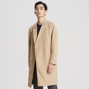 Me&City Men's Casual Long Trench for Men Solid Color Fashion Trench Men Overcoat Simple Business Casual Jackets Men's Tops