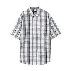 Men's Plaid Shirt Male Short Sleeve  New Summer Student Trend Multipurpose Men's Shirt рубашка мужская