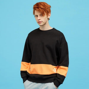 New Spring stripe Loose Sweatshirt Men High Quality Hit color Fashion Men's pullover Skateboard Sweatshirt