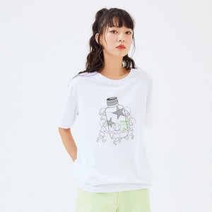 Summer New Cotton T-Shirt Loose T-shirt Women Cartoon Printing Basic T-Shirt Casual Tops 633434