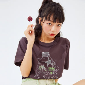 Summer New Cotton T-Shirt Loose T-shirt Women Cartoon Printing Basic T-Shirt Casual Tops 633434