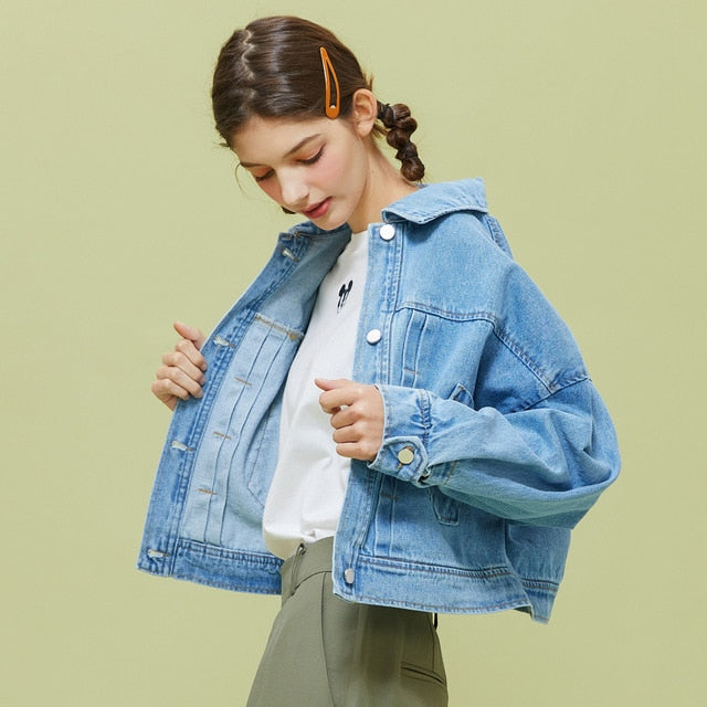 Denim Jacket Women's Spring Outfit 2020 Women's Short Retro Loose Denim Jacket Temperament Casual Ladies Top