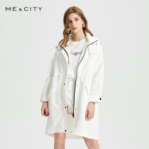 Me&city  New Women high quality Hooded outerwear Lady Solid color Coat fashion trend Elegant Windbreaker