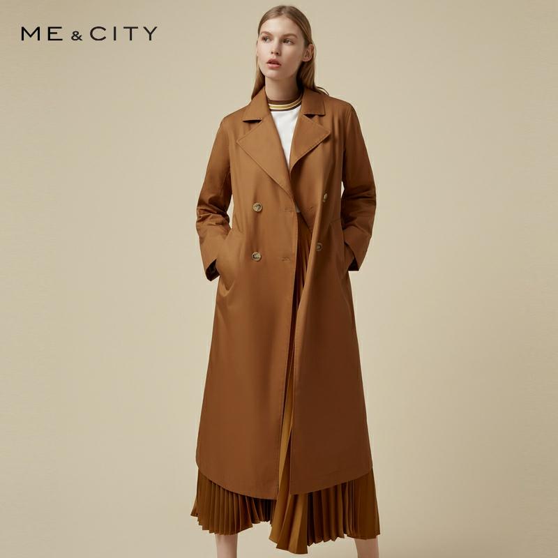 Me&city  Long Women Coat outerwear clothing high quality Office Lady Coat fashion Slim Elegant Windbreaker