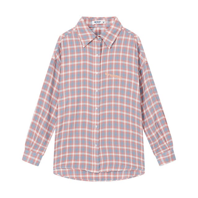 Shirt Women'S Clothing Blouse 2020 New Spring Summer Trend personality Student Clothing Loose plaid shirt