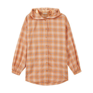 hooded Shirt Women'S Clothing Blouse 2020 New Spring Summer Trend personality Student Clothing Loose plaid shirt