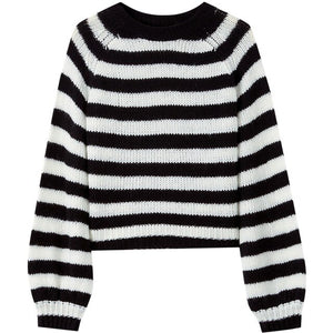 Spring New Chic Knitted Sweater Women Color stripes Pullovers Women Loose Casual short Sweaters