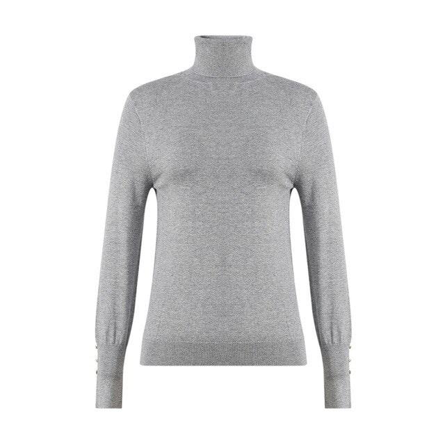 Cotton Knitted Sweater Women Pullovers Turtleneck Autumn Winter Basic Women Sweaters warm Slim Fit