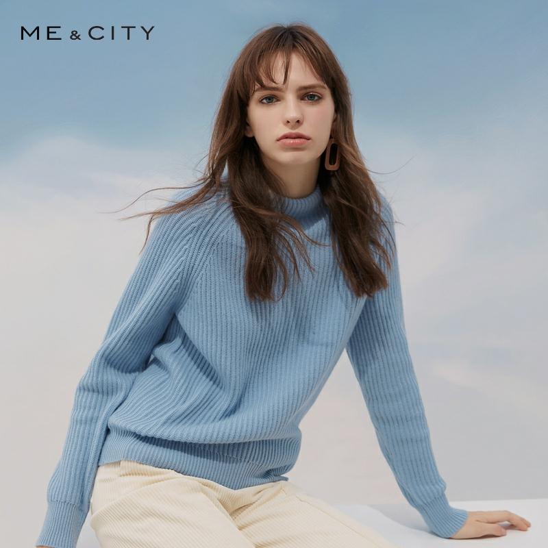 Me&city  Wool Knitted Sweater Women Half-high collar Pullovers Autumn Winter Basic Women Sweaters Thicken warm Sweaters