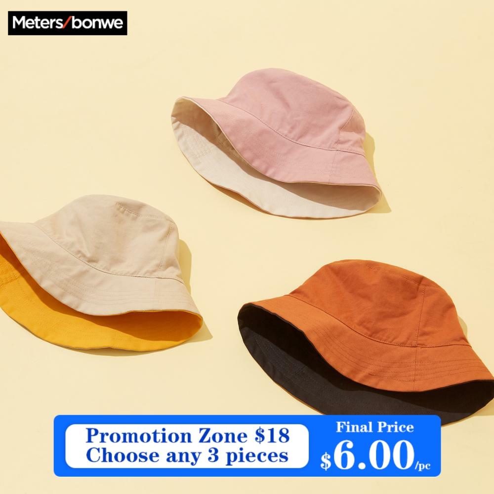 Metersbonwe 2020 Spring New Couples Unisex Foldable Bucket Hat Women Outdoor Sunscreen Cotton One Cap Two Wear Hats