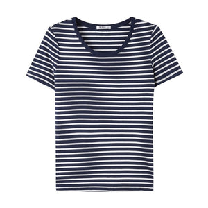 Girls T-shirt for Women Striped Short-Sleeved Summer Cotton Half Sleeved Shirt Bottom Versatile Jacket Cotton 100%