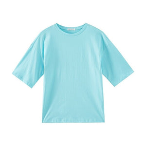 Summer New Female T-shirt Cotton Harajuku Aesthetics Tshirt  Solid Color Tops Fashion Casual TShirt 726810