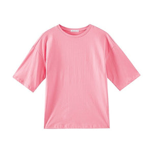 Summer New Female T-shirt Cotton Harajuku Aesthetics Tshirt  Solid Color Tops Fashion Casual TShirt 726810