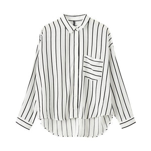 Women Striped Blouses  Fashion OL Three Quarter Sleeves Loose Sweet Girls Official Blouse Shirt Casual Tops