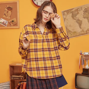 Shirt Women'S Clothing Blouse New Spring Summer Trend personality Student Clothing Loose plaid shirt 722794