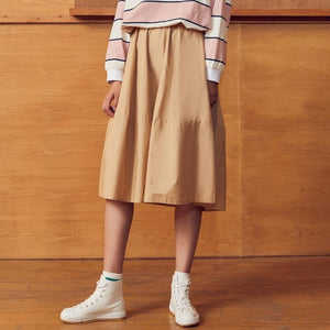 Spring New Skirt Women's High-Waisted Female retro casual fresh temperament student skirt Female