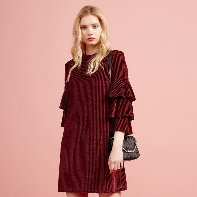 Long Velvet dress Women Knited Dress Velvet Vintage  Autumn Winter Women Dress Office Lady Dress